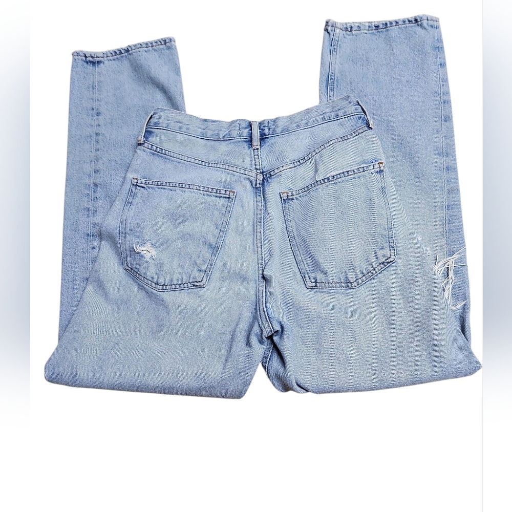 AGOLDE High Rise 100% Cotton Sz 25 Distressed Destroyed Ripped Knee Jeans - Picture 3 of 7